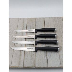 Used Set 4 Calphalon Steak Knives Serrated Stainless 4.5" Blade 8.75" Length Chi